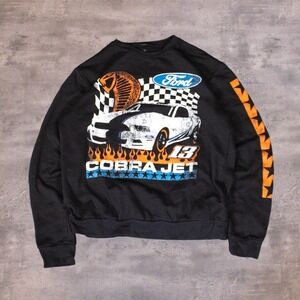 Ford Racing Cobra Jet Vintage Y2K Style Black Crewneck Sweater